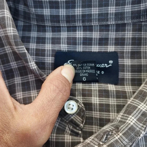 Eddie Bauer Men's Brown Plaid 100% Cotton Long Sleeve Shirt Sz Large - Picture 10 of 10